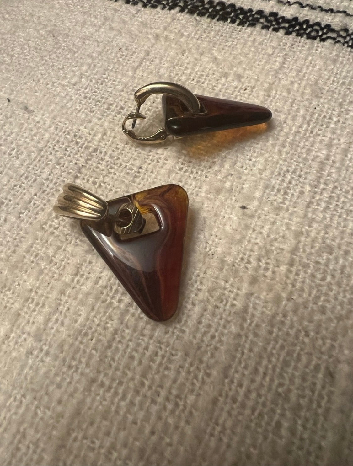 Vintage Amber Triangle Drop Earrings