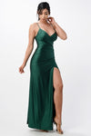 Tara side pleat overlap gown with side opening