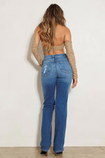 HIGH RISE SUBTLE DISTRESSED STRAIGHT JEANS - Panther®