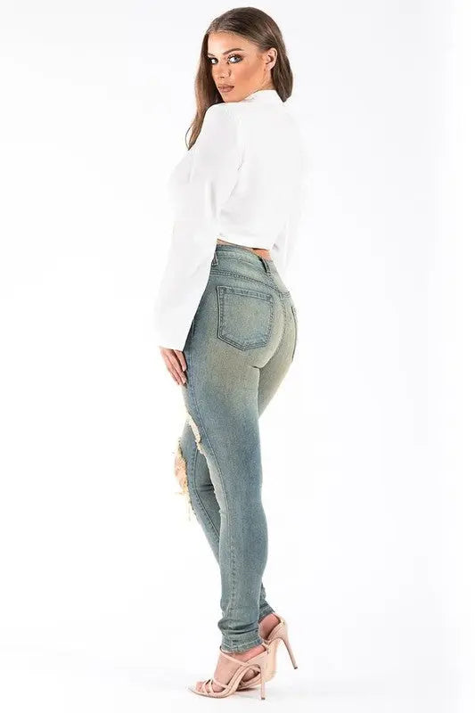 Kylie Skinny Jean in Sand - Image #2
