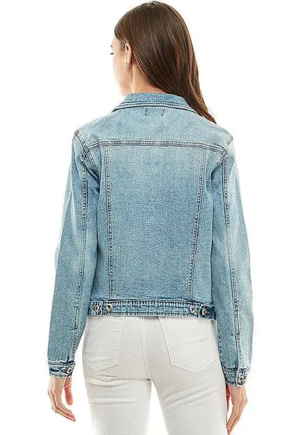 Spandex  Ladies  Casual Denim Jacket - Image #14
