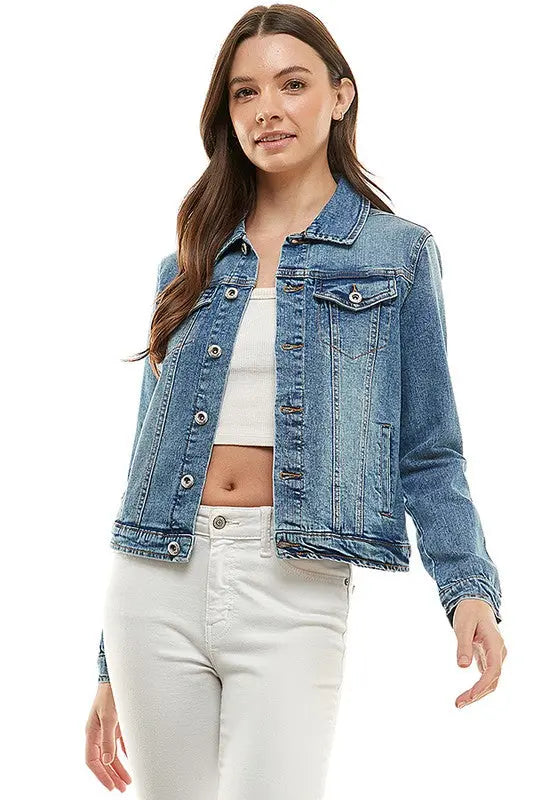 Spandex  Ladies  Casual Denim Jacket - Image #6