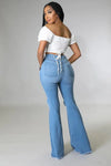 Knee Rip Flare Jean Medium Wash- Inseam 32 - Image #3