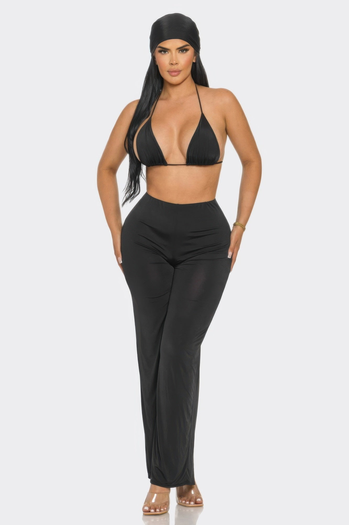 Bra Top And Pants And Bandana Set