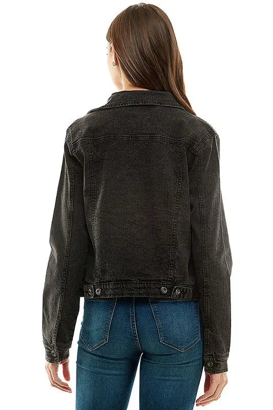 Spandex  Ladies  Casual Denim Jacket - Image #5