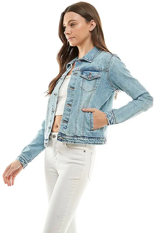 Spandex  Ladies  Casual Denim Jacket - Image #13