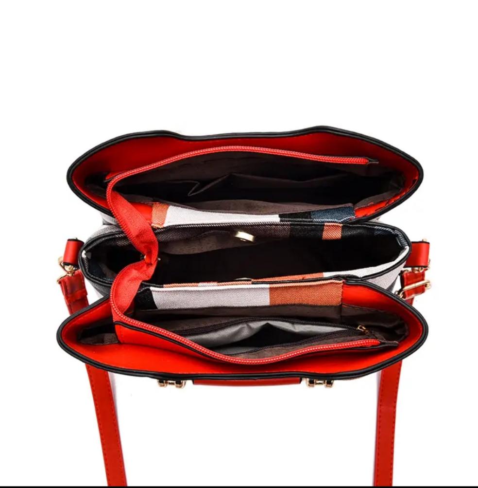 Women's Colorblock Plaid Pattern Pendant Decor Shoulder Bag, Crossbody Bag, Handbag - Panther®