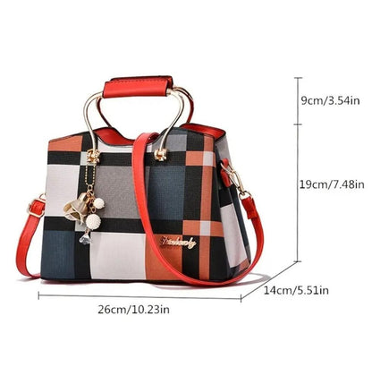 Women's Colorblock Plaid Pattern Pendant Decor Shoulder Bag, Crossbody Bag, Handbag - Panther®