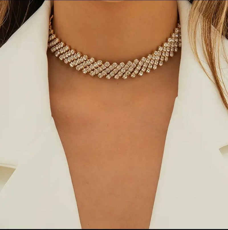 Choker Necklace Inlaid Shiny Rhinestones Temperament Neck Jewelry Minimalist Party Prom Accessories
