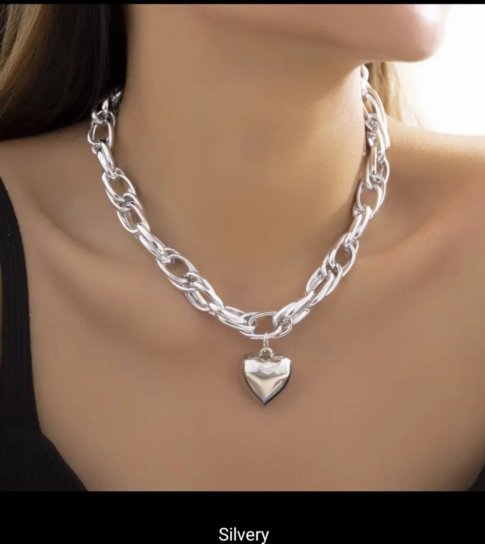 Women's Simple Hip Hop Heart Chain Necklace