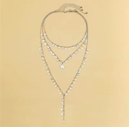 3pcs Vintage Simple Pentagram Handmade Chain Tassel Pendant Set Necklace - Panther®